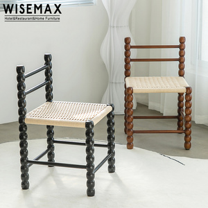 WISEMAX FURNITURE Factory wholesale restaurant furniture woven rope seat and solid ash wood dining chair for dining room