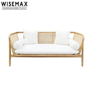 WISEMAX FURNITURE Modern Living Room Furniture Solid Wood Nature Rattan Armchair Chaise Lounge Chair