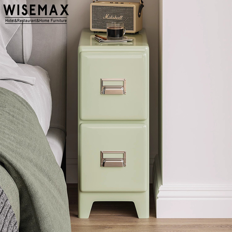 WISEMAX FURNITURE Modern Home Furniture Minimalist Green 2-drawer Wood Cabinet For Sofa Side Narrow High Design Bed Side Table