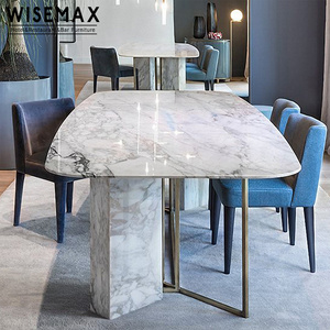 Customized table restaurant royal italian furniture 8 seater large rectangular marble top dining table