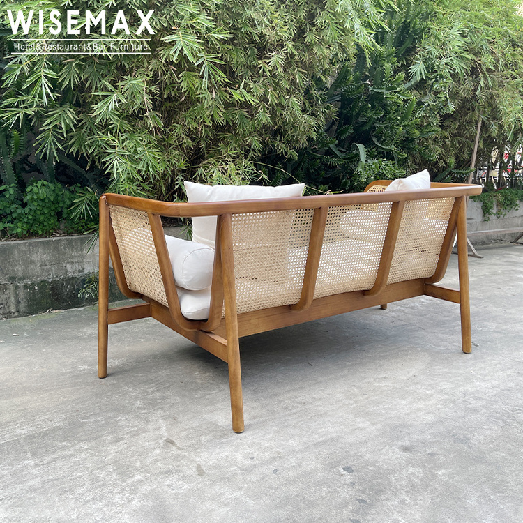 WISEMAX FURNITURE Modern Living Room Furniture Solid Wood Nature Rattan Armchair Chaise Lounge Chair