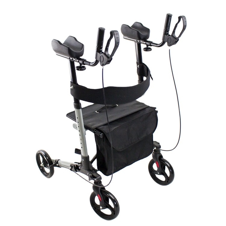 Physical Therapy Equipment  Walking Aids For Adult And Disabled People Aluminum Upright Walker Stand Up Folding Rollator Walker