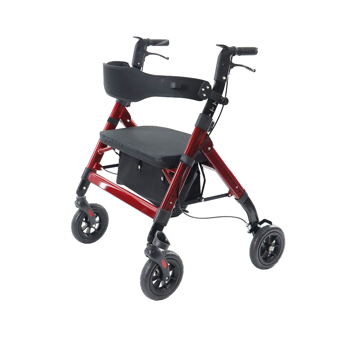 Folding Transport Aluminum Lightweight Rolling Rollator Walker with Seat