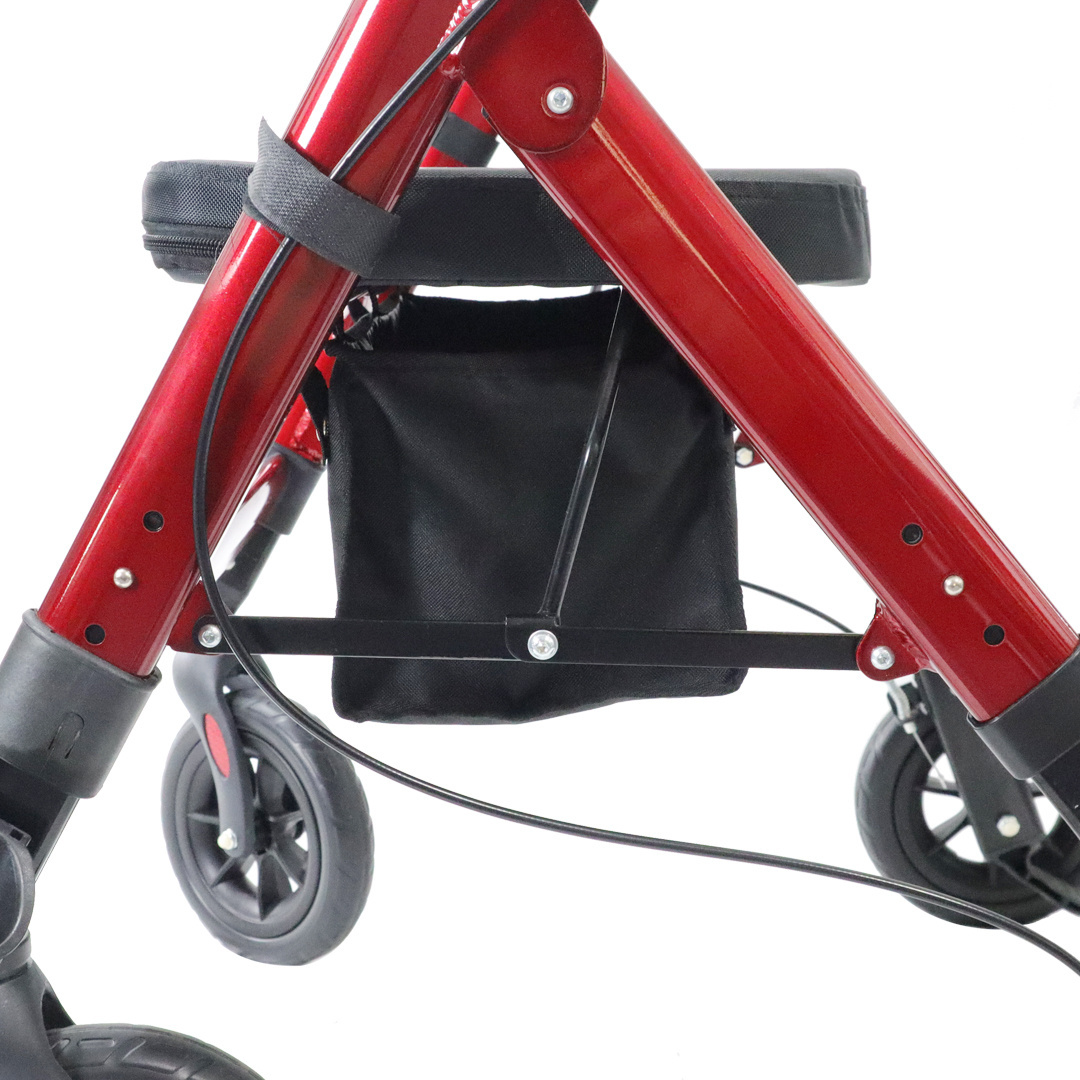 Folding Transport Aluminum Lightweight Rolling Rollator Walker with Seat