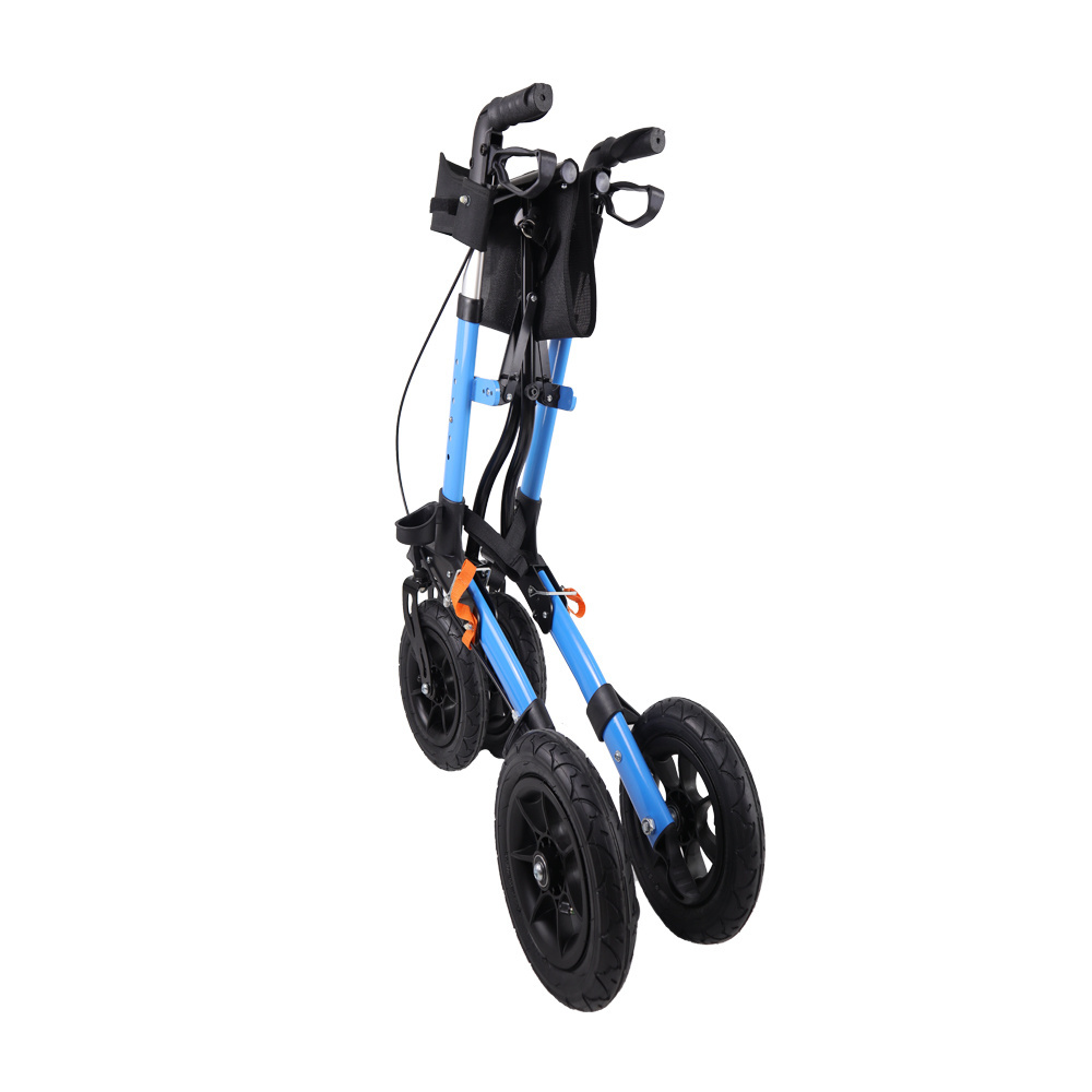 Rollator  with 10'' Rubber Pneumatic Wheel  Outdoor Rollator With Seat for Adult  Pneumatic Outdoor Rollator Walker