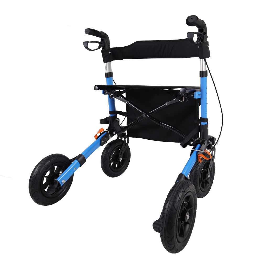 Rollator  with 10'' Rubber Pneumatic Wheel  Outdoor Rollator With Seat for Adult  Pneumatic Outdoor Rollator Walker