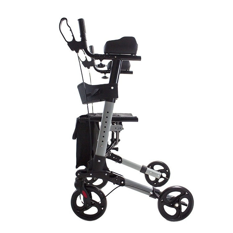 Physical Therapy Equipment  Walking Aids For Adult And Disabled People Aluminum Upright Walker Stand Up Folding Rollator Walker