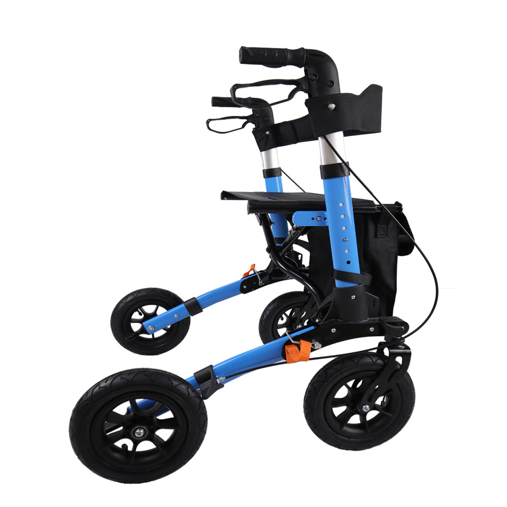 Rollator  with 10'' Rubber Pneumatic Wheel  Outdoor Rollator With Seat for Adult  Pneumatic Outdoor Rollator Walker