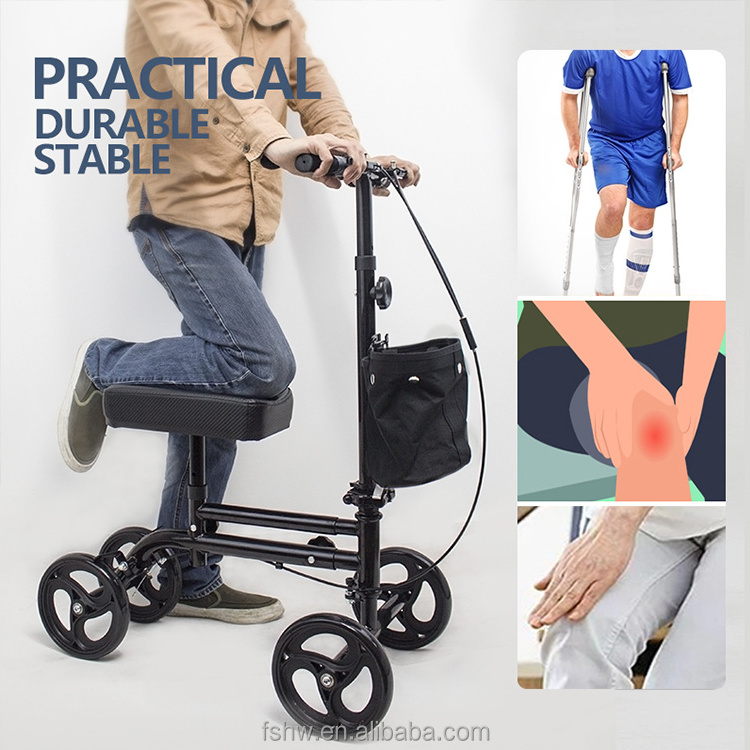 Broken Leg Crutches Steerable Knee Scooter Walker 4 Wheel Outdoor Walker