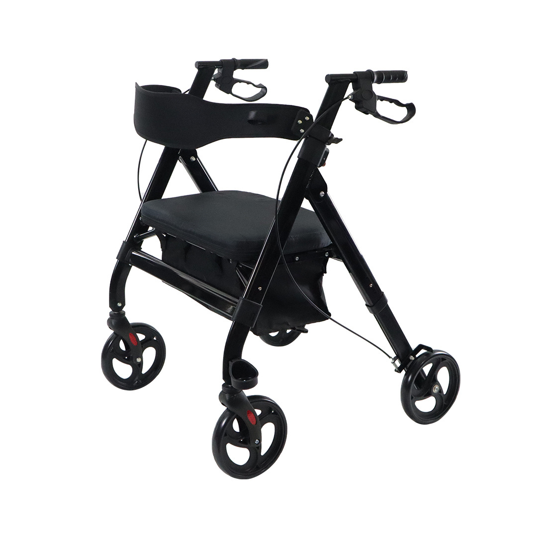 Medical Folding Transport Aluminum Lightweight Rolling Rollator For Seniors Elderly With Seat