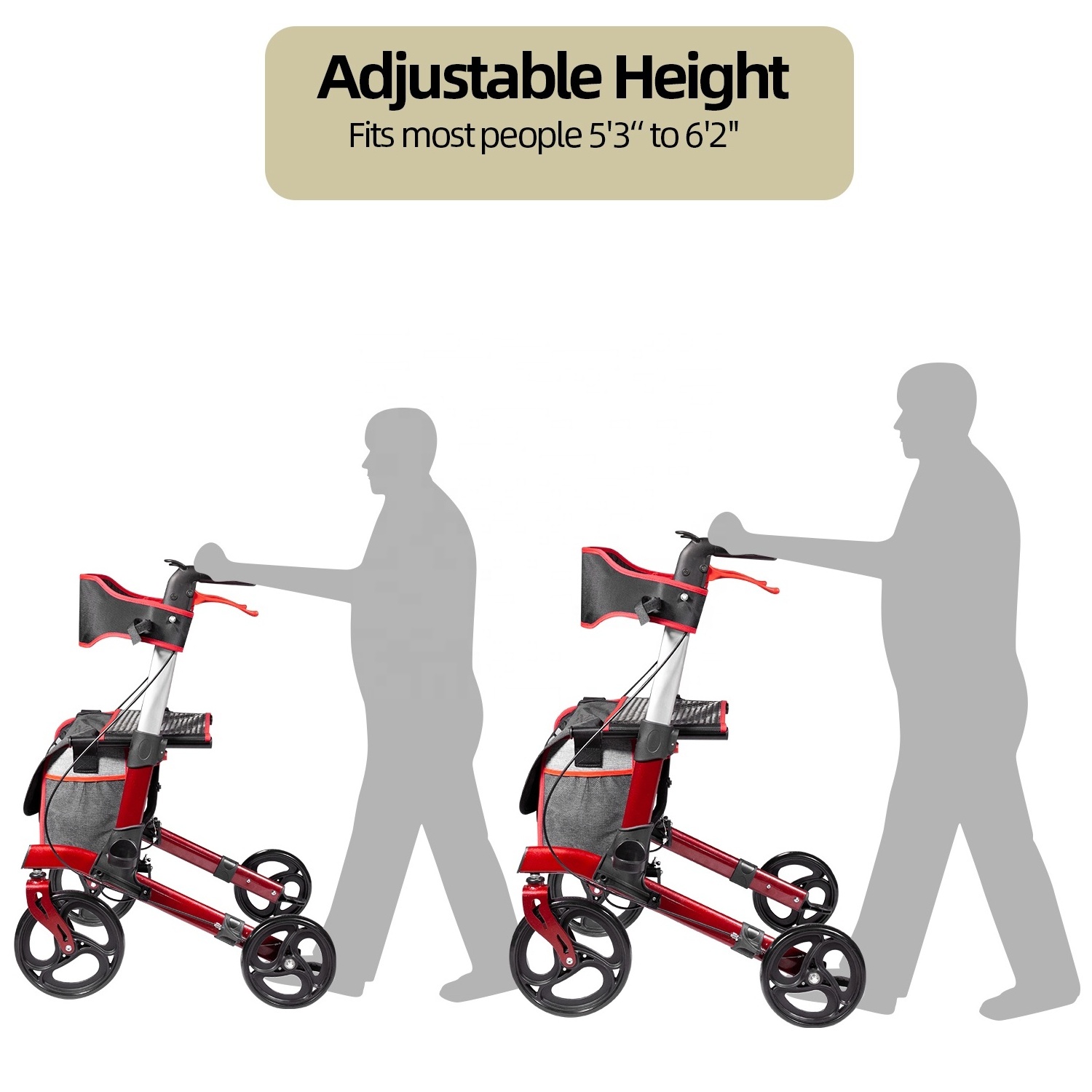 Bariatric Rolling Walker  180kg shopping  cart folding rollator drive walker extra wide seat Heavy Duty Patent  Rollator walker