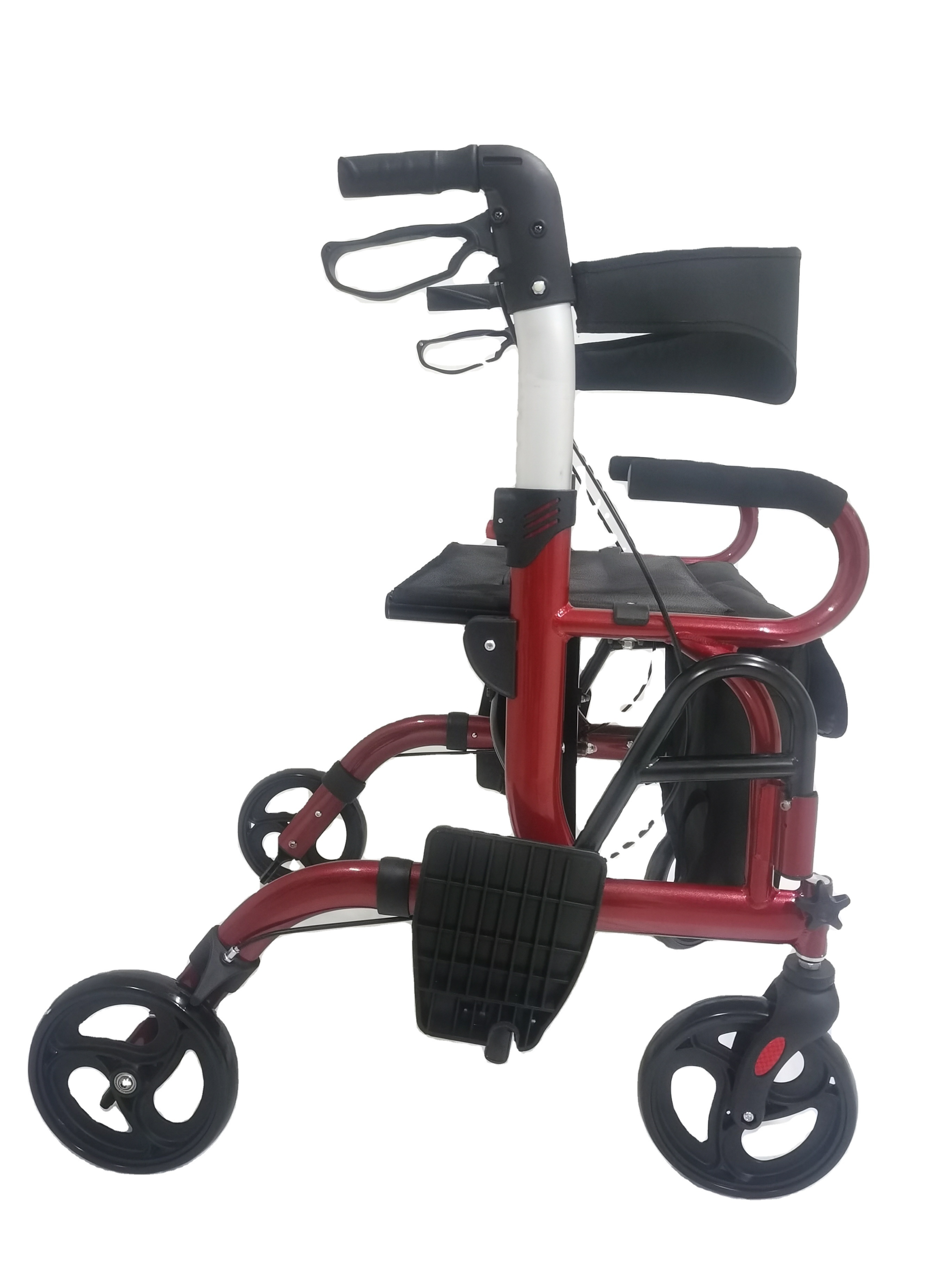 Modern Rollator transport chair two in one Aluminum lightweight Rollator Walker with Reversible Backrest Folding transport chair