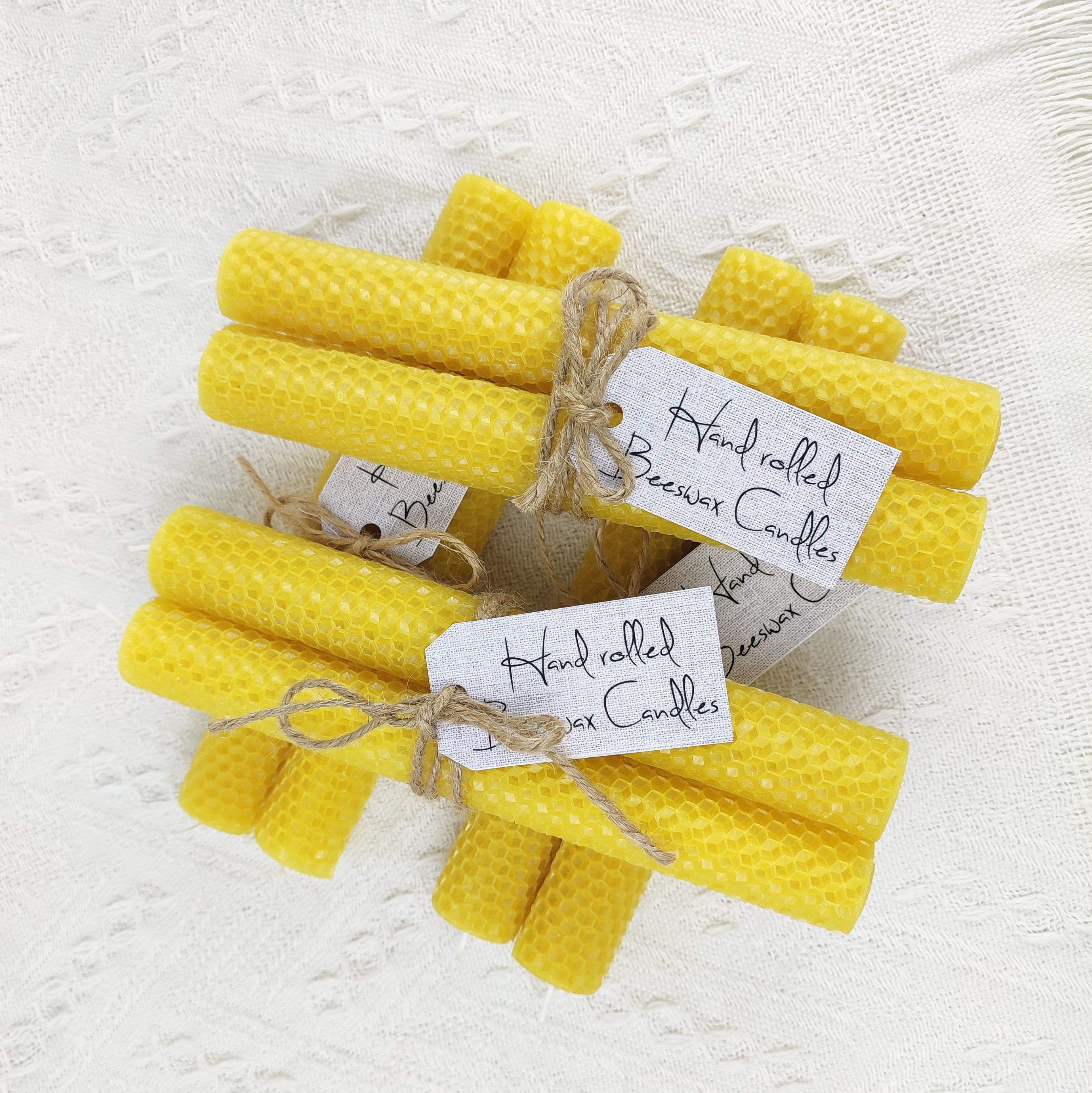 Custom Logo environmentally friendly Natural Hand rolled Beeswax Candles