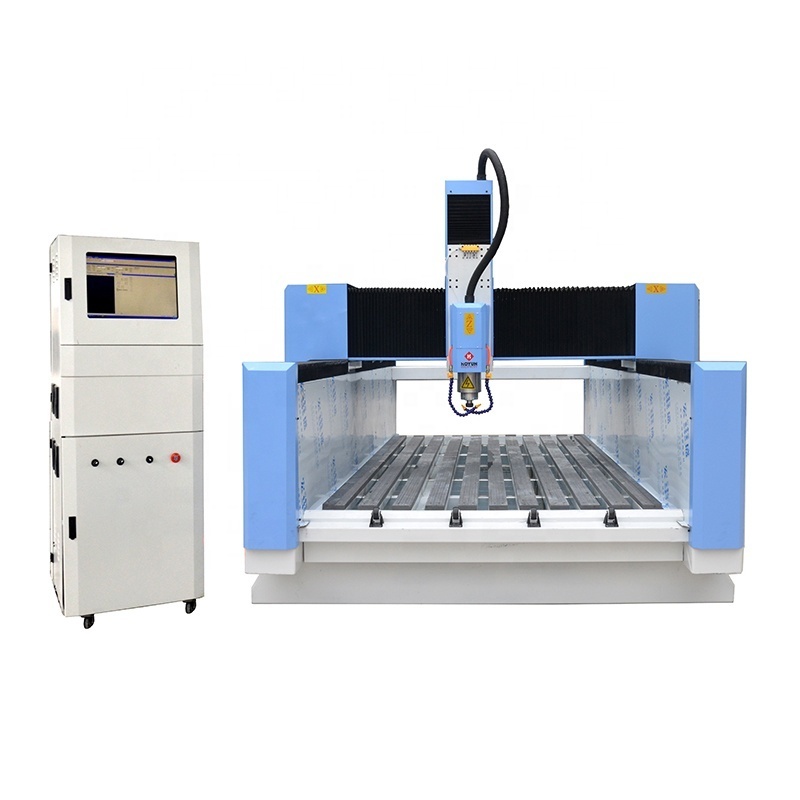 Hongyi cnc router marble 5 axis bridge saw granite stone slab cutting quartzite countertops tombstone engraving machine