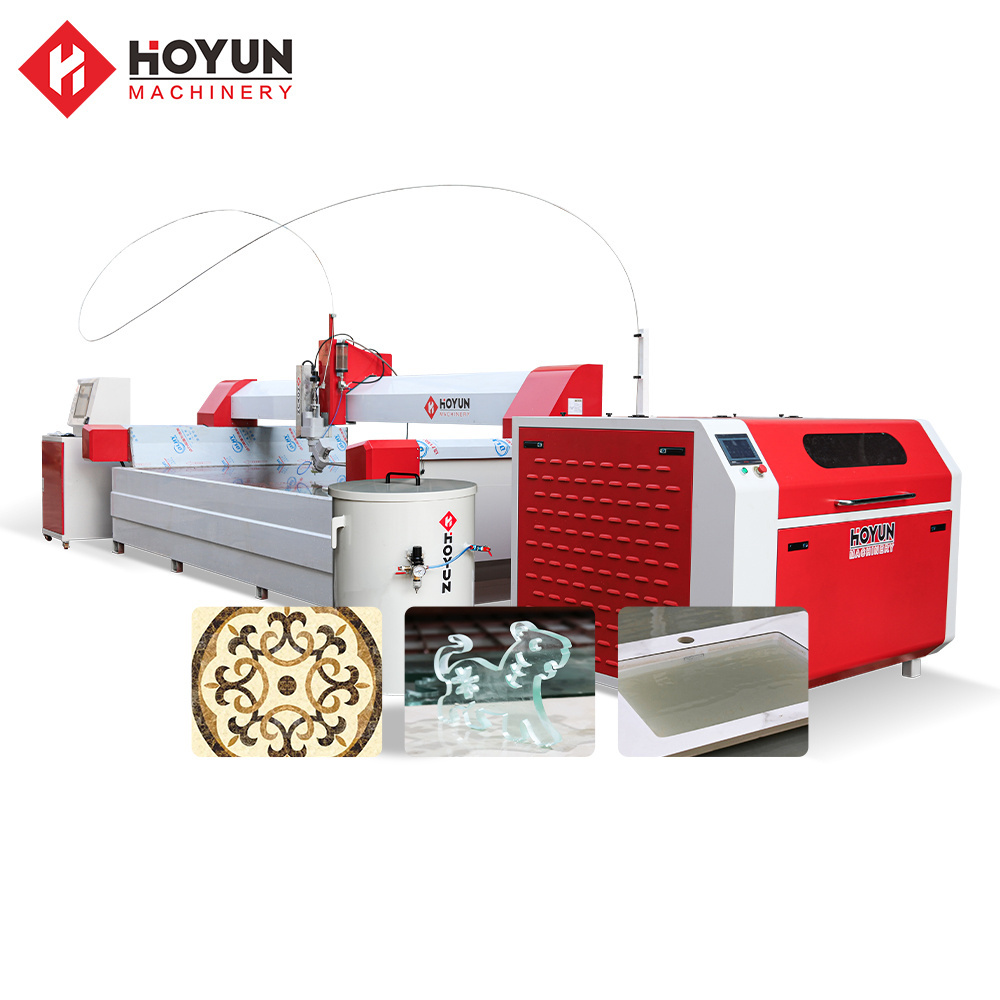 Hoyun New design multifunction water jet cutter for metal/stone/glass/rubber/foam price cnc 3d 5 axis waterjet cutting machine