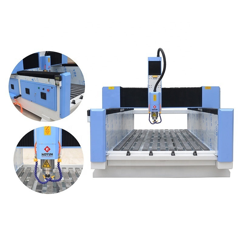 Hongyi cnc router marble 5 axis bridge saw granite stone slab cutting quartzite countertops tombstone engraving machine