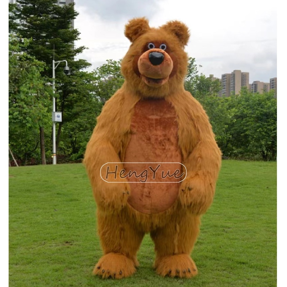 Halloween Cute Cosplay Dress Inflatable Giant Inflatable Brown Masha Bear Walking Mascot Costume for Adult Mascot Costume