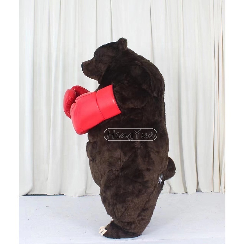 Hot Sale Giant Boxing Bear Brown Bear Animal Cosplay Inflatable Mascot Costume for Adult for Halloween Perform Party Supplies