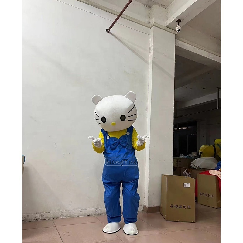 Hengyue Wholesale Tv&Movie Customized Adult Size Mascot Costumes Character Cartoon Cute KT Cat Mascot Costume Party Supplies