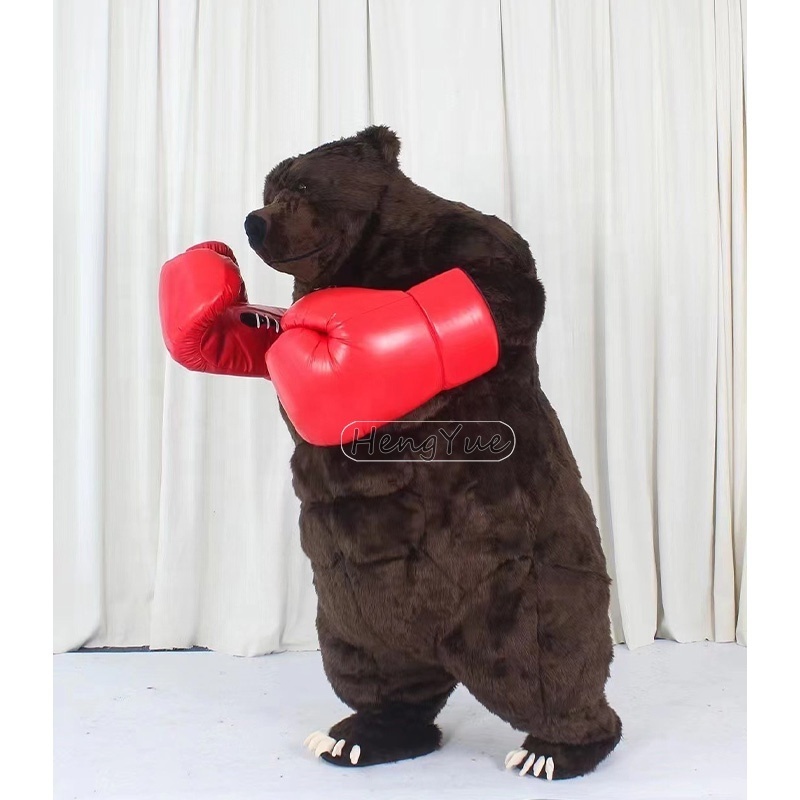 Hot Sale Giant Boxing Bear Brown Bear Animal Cosplay Inflatable Mascot Costume for Adult for Halloween Perform Party Supplies