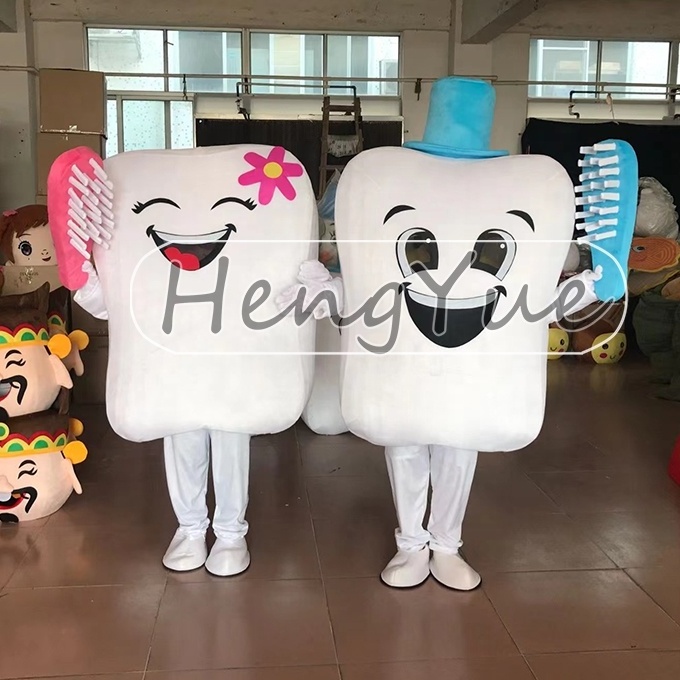 White Tooth Mascot Character Animal Dog Cosplay Mascot Costume Dog Cartoon Mascot Costume