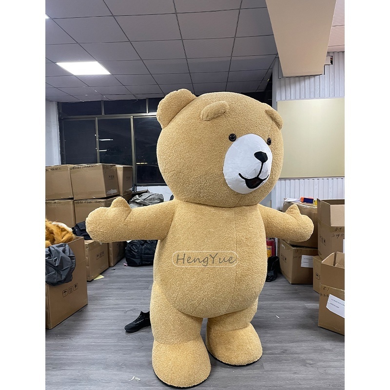 Giant Inflatable Plush Teddy Bear Mascot Costume Cosplay Kawaii Cartoon Bear Mascot Costumes Brown Yellow Unisex Animal Dress