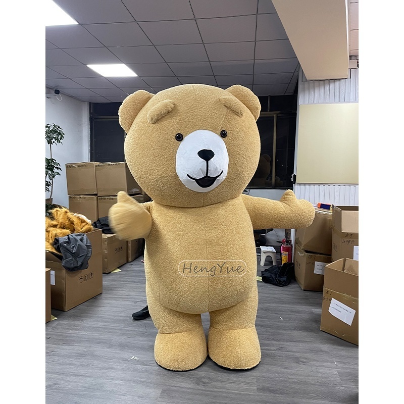 Giant Inflatable Plush Teddy Bear Mascot Costume Cosplay Kawaii Cartoon Bear Mascot Costumes Brown Yellow Unisex Animal Dress