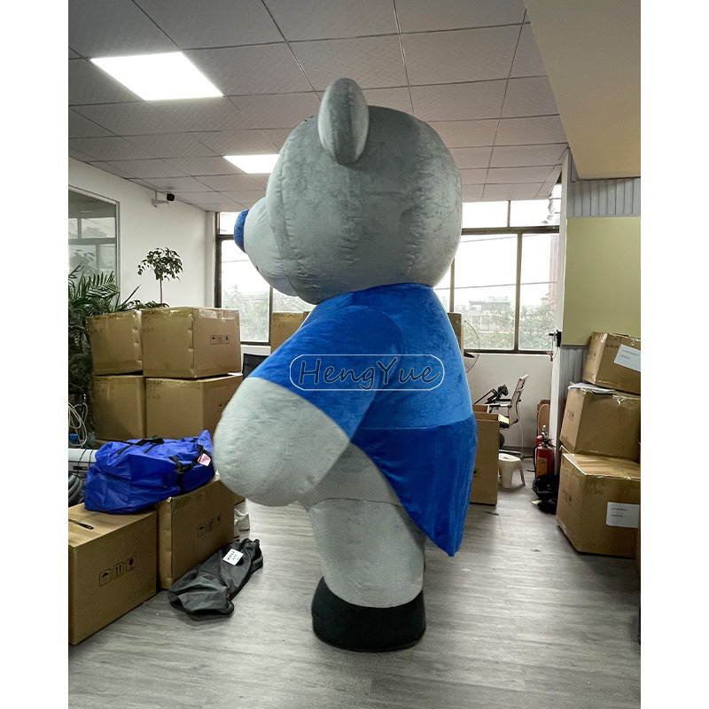 Inflatable Bear Mascot Costumes Giant Gray Bear With Blue Dress Mascot Inflatable Lion Mascot Costume For Advertising Activity