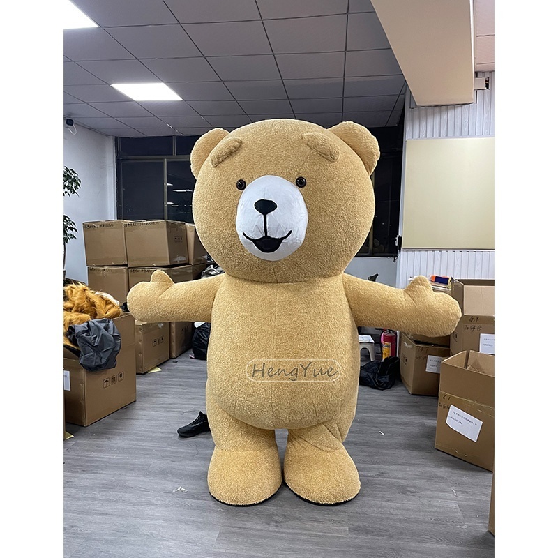 Giant Inflatable Plush Teddy Bear Mascot Costume Cosplay Kawaii Cartoon Bear Mascot Costumes Brown Yellow Unisex Animal Dress