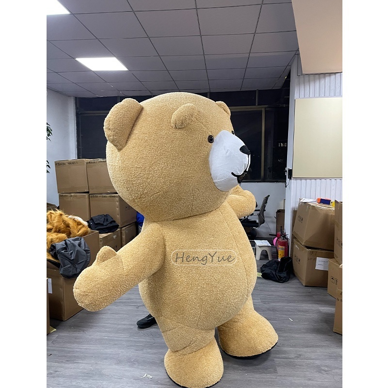 Giant Inflatable Plush Teddy Bear Mascot Costume Cosplay Kawaii Cartoon Bear Mascot Costumes Brown Yellow Unisex Animal Dress