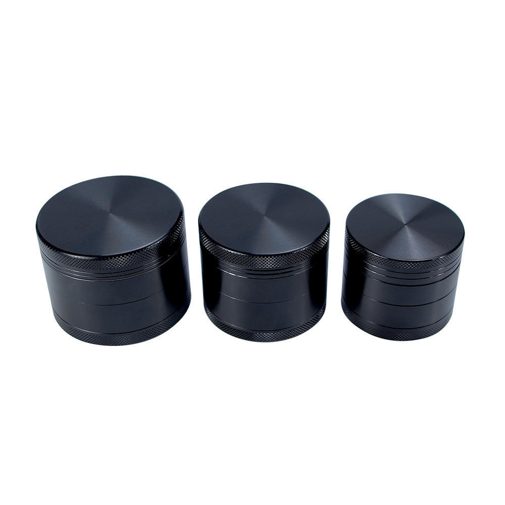 40Mm 50Mm 55Mm 63Mm 75Mm Customized Black Zin Aluminum Alloy Tobacco Grinder 4 part Large Herb Grinder