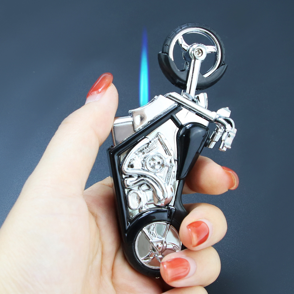 Creative Motorcycle Shape Gas Lighter Jet Torch Windproof Blue Flame Refillable Butane Gas Cigarette Lighter