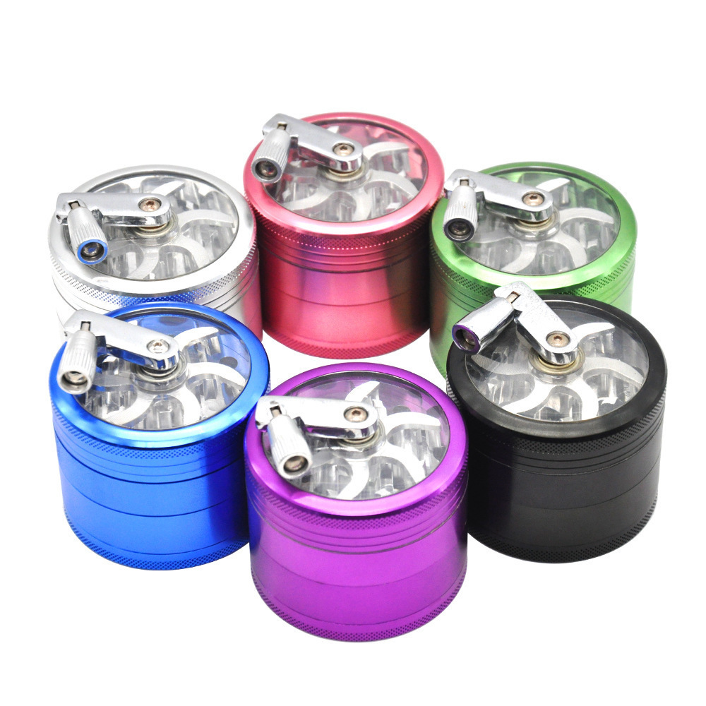 BEYOU Wholesale 63MM Smoking Accessories Grinder Aluminum Alloy Hand Crank Grinder