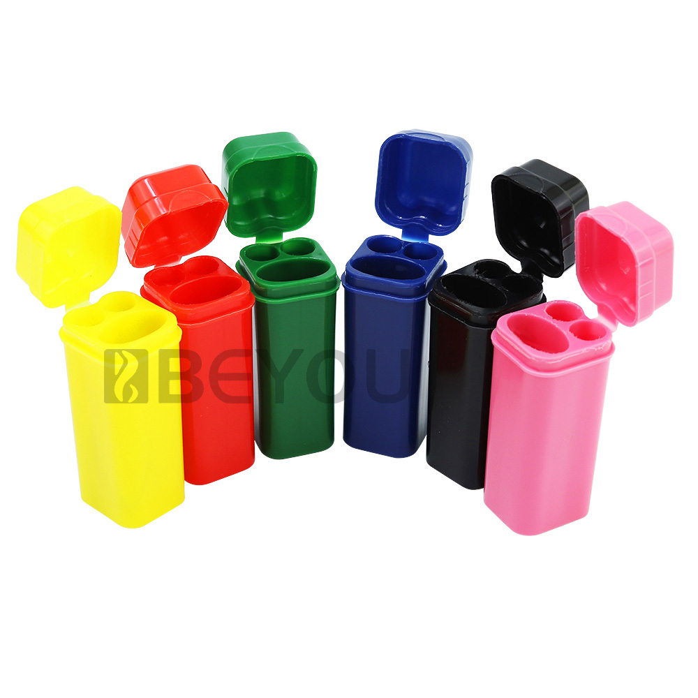 Wholesale Custom Logo Lighter Storage Holder Plastic Tube Box Double Pre Roll Cone Case Portable Cigar Smoking Accessories