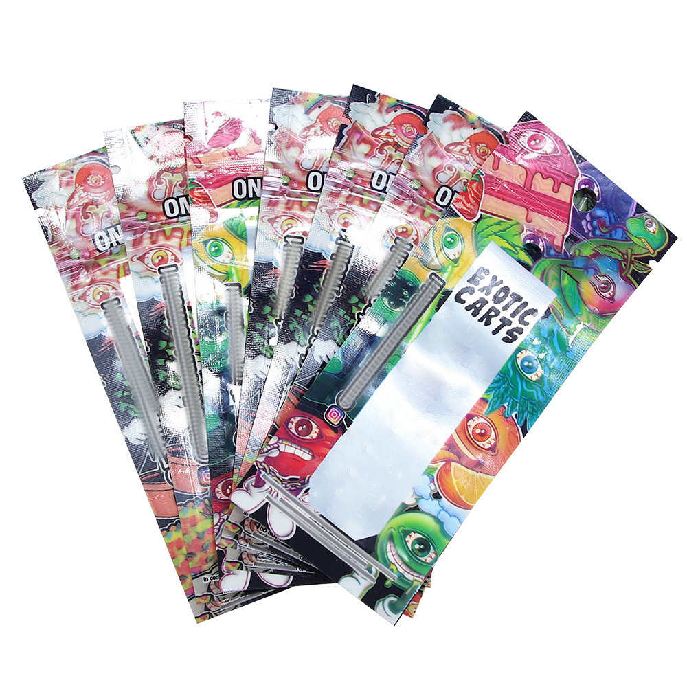 Wholesale 1.5g cartridge packaging design mylar bag airtight smell proof see through clear window flat plastic bags with logo