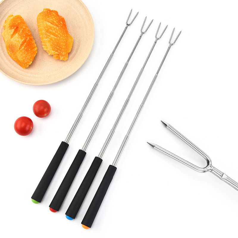 Barbecue Tools Camping Telescoping Bbq Forks 304 Stainless Steel Marshmallow Roasting Sticks