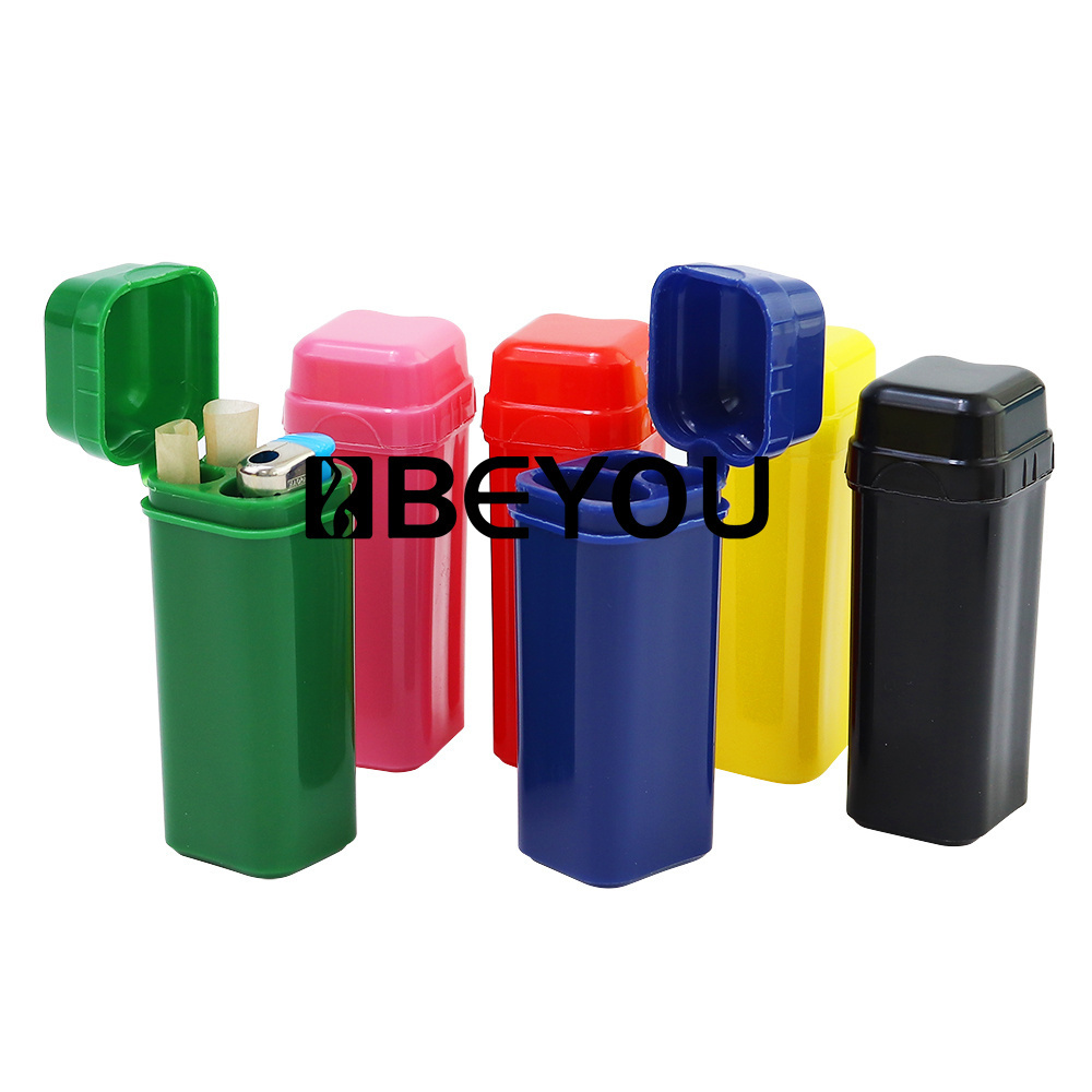 Wholesale Portable Plastic 3 in 1 Cigar Lighter Holder Tubes Travel Case Custom Humidor Pocket Roll Cigar with Lighter Storage