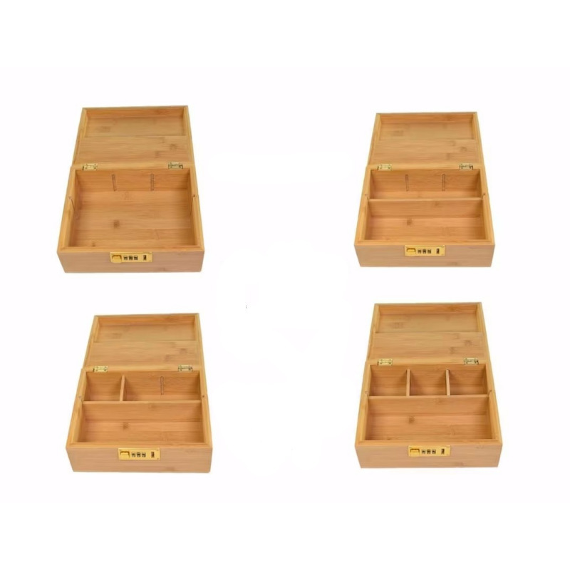 Wholesale Wooden Stash Gift Box Combo Kit with Grinder Stash Jar Rolling Tray Storage Compartment Box Set With Cr Lock