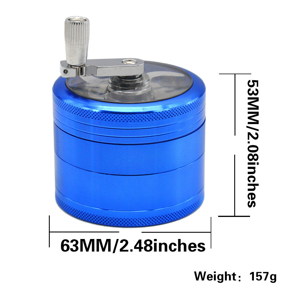 BEYOU Wholesale 63MM Smoking Accessories Grinder Aluminum Alloy Hand Crank Grinder