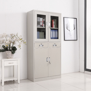 cheap heavy duty glass metal storage cabinet with swing doors