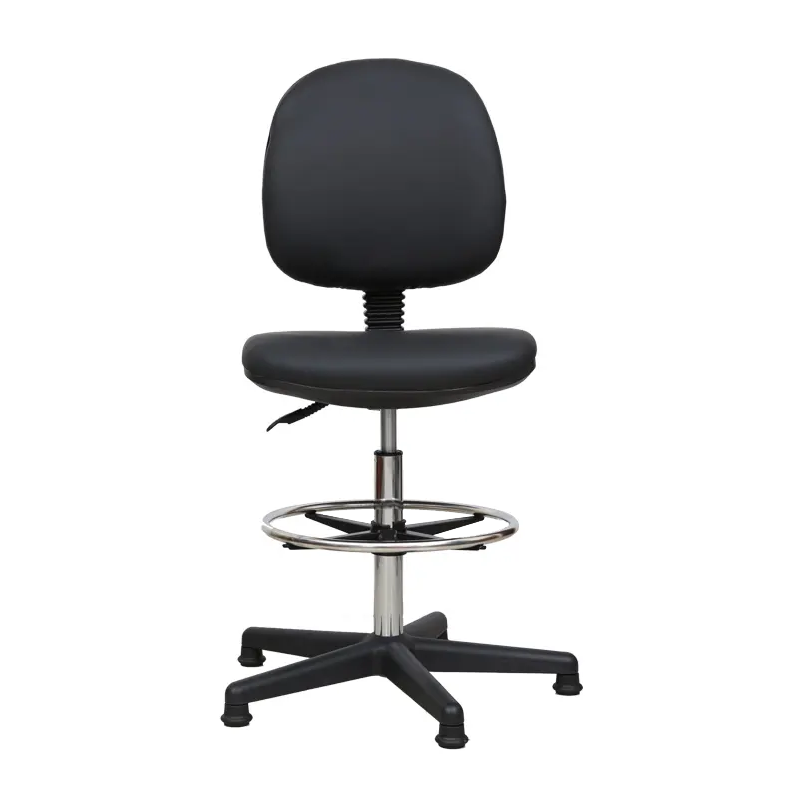 Ergonomic Standing Reception Desk Leather Drafting Chair Drafting Stool with footrest