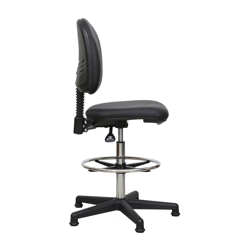 Ergonomic Standing Reception Desk Leather Drafting Chair Drafting Stool with footrest