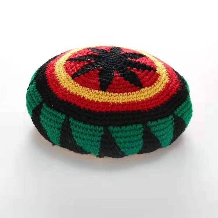 HZM-18162  Multi-colour Striped Slouchy Beanie Gorro reggae free crochet beret Jamaican Rasta hat