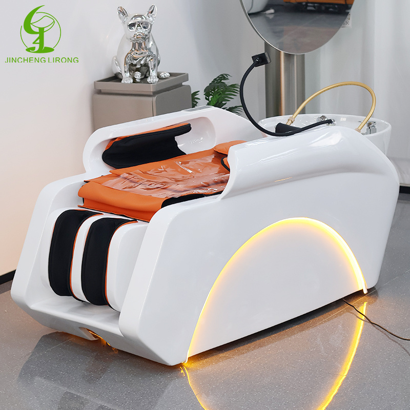 JINCHENG Luxury massage beauty salon with multi stage shampoo chairs water circulation incense LED ambient light shampoo bed