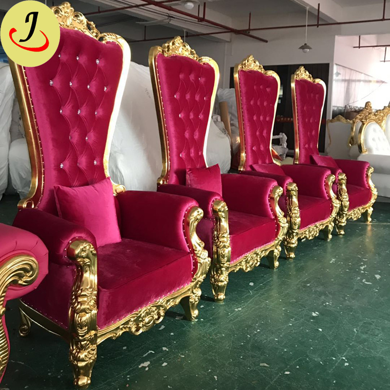 Modern Design Wedding Gold Royal King Throne Chair For Queen Wholesale