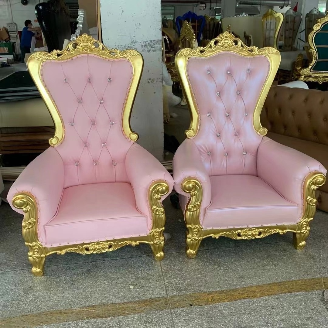 gold luxury birthday wedding King Throne Chair kids for sale kids throne chair For Wedding And Queen Chair Rental