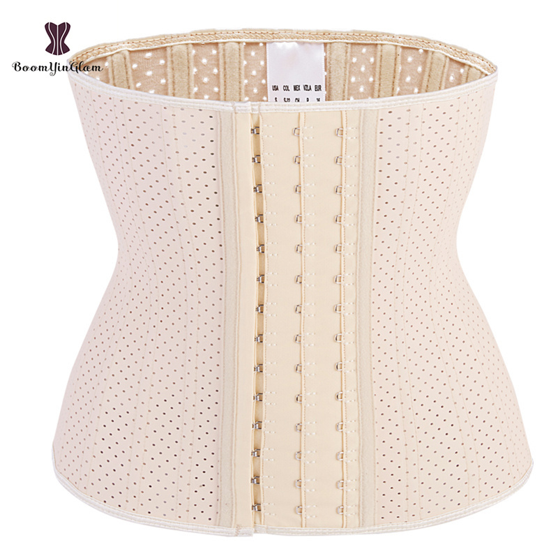 25 Steel Bone Women Waist Trainer Hook And Eye Mesh Air Hole Cincher Corset Weight Loss Short Body Shaper Latex Tummy Controller