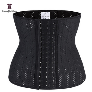 25 Steel Bone Women Waist Trainer Hook And Eye Mesh Air Hole Cincher Corset Weight Loss Short Body Shaper Latex Tummy Controller