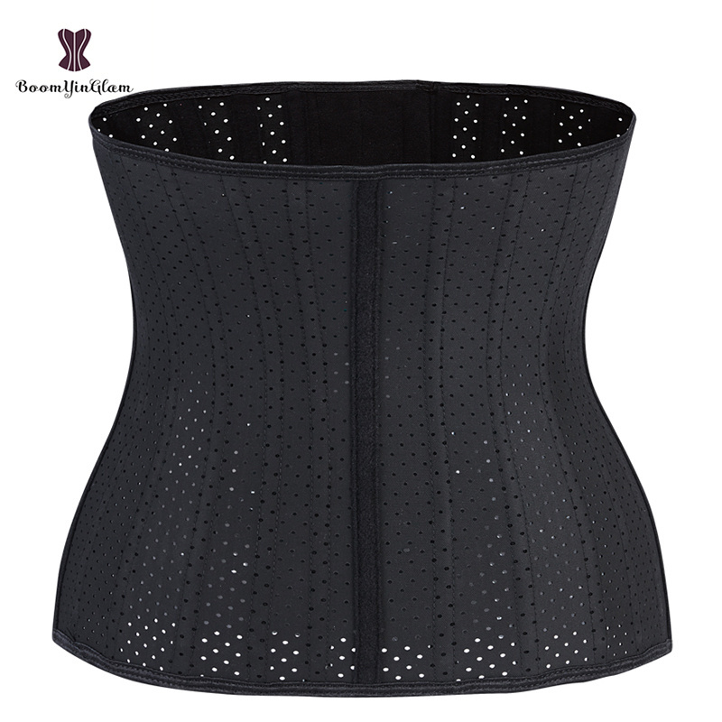 25 Steel Bone Women Waist Trainer Hook And Eye Mesh Air Hole Cincher Corset Weight Loss Short Body Shaper Latex Tummy Controller