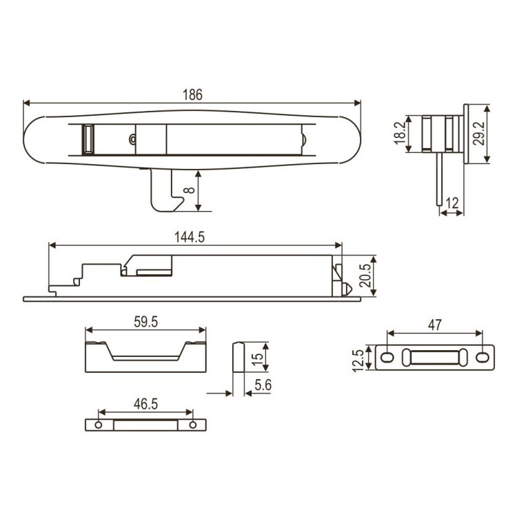 Aluminium Upvc Nylon Plastic Automatic Sliding Gate Door Hook Lock With Spring To Africa